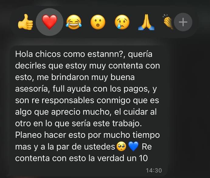 Testimonio: muy contenta con la asesoría y los pagos