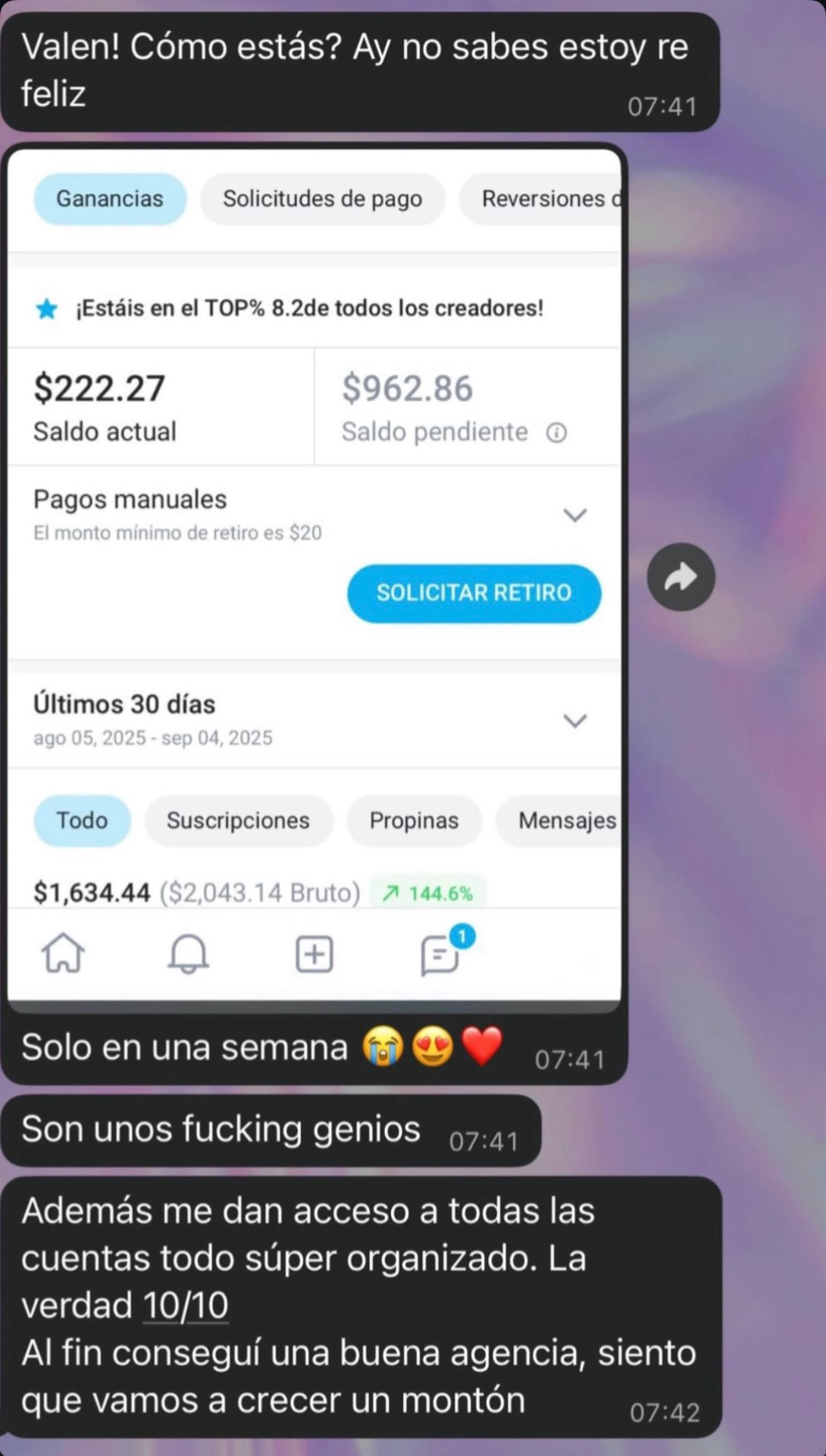 Testimonio: ganancias de la primera semana
