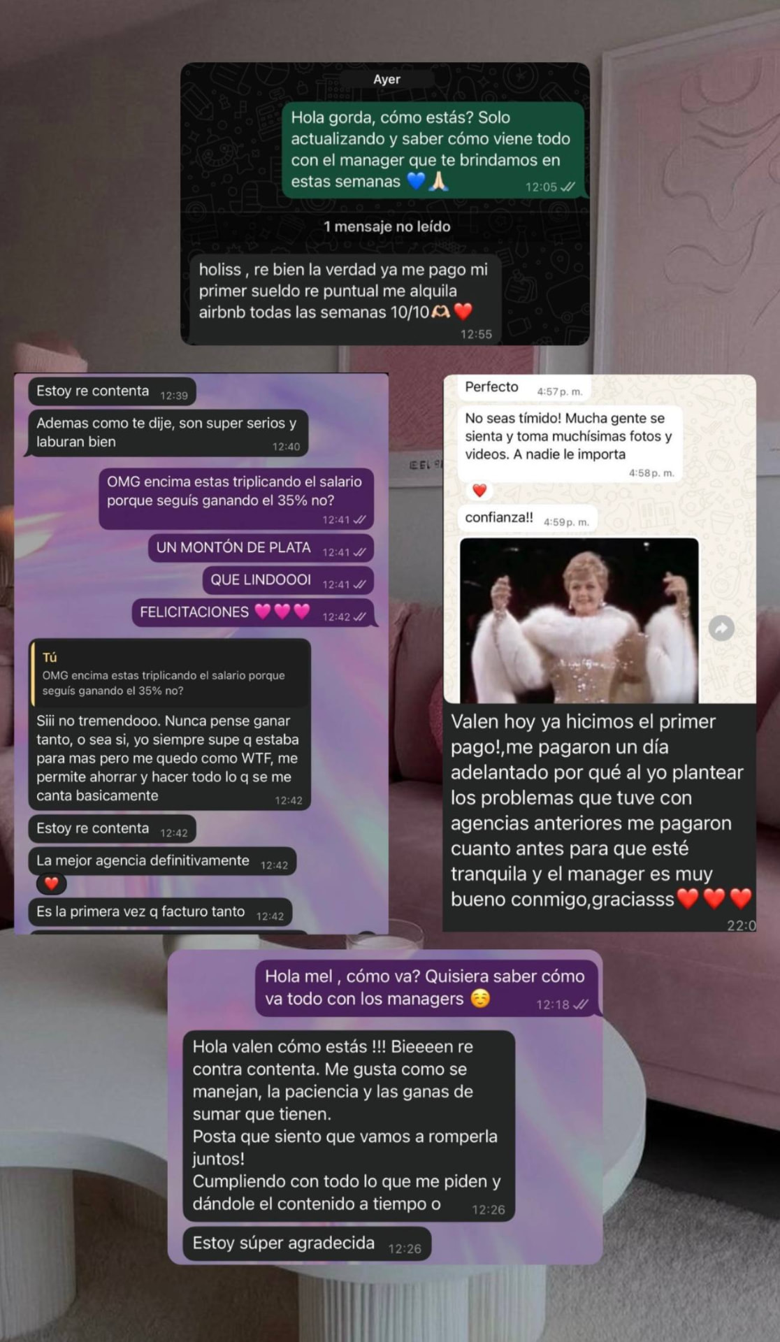 Testimonios varios sobre managers y pagos